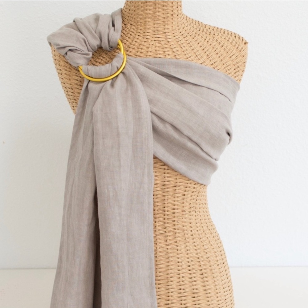 Sakura Bloom Basic Linen Ring Sling Baby Carrier in color Flax